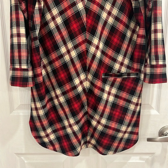 Maje Red Plaid Long Sleeve Shirt Dress - Picture 11 of 16